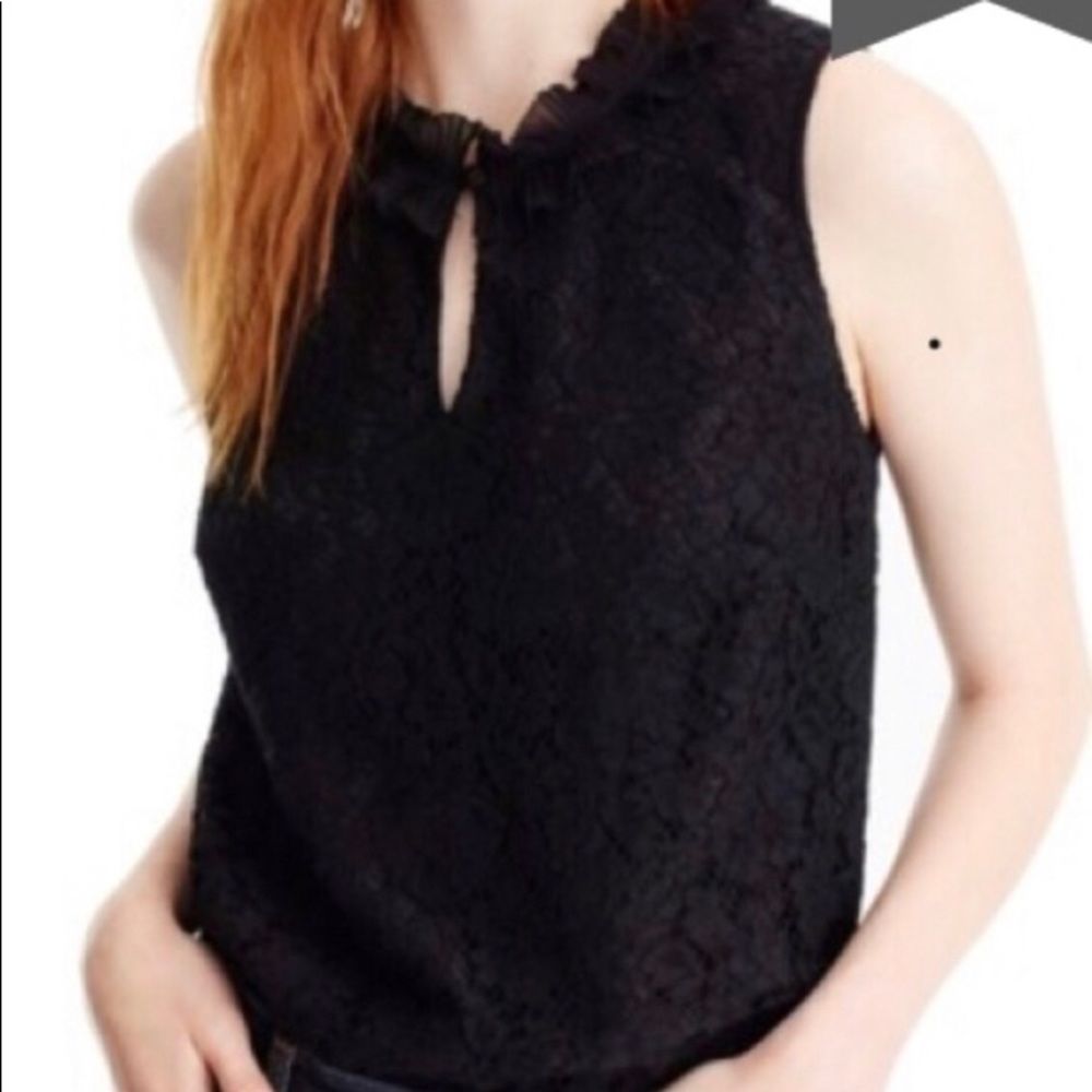 J. Crew navy lace ruffle-neck sleeveless blouse